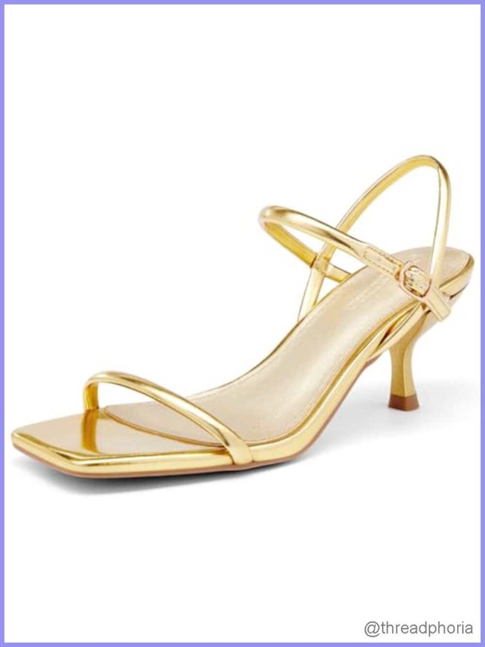 Women Strappy Kitten Heels Open Square Toe Sandals Buckle Ankle Strap Faux